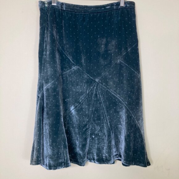 Marc Jacobs Green Velvet Polka Dot Midi Skirt 8 Rayon Silk Blend Whimsigoth - Picture 2 of 9